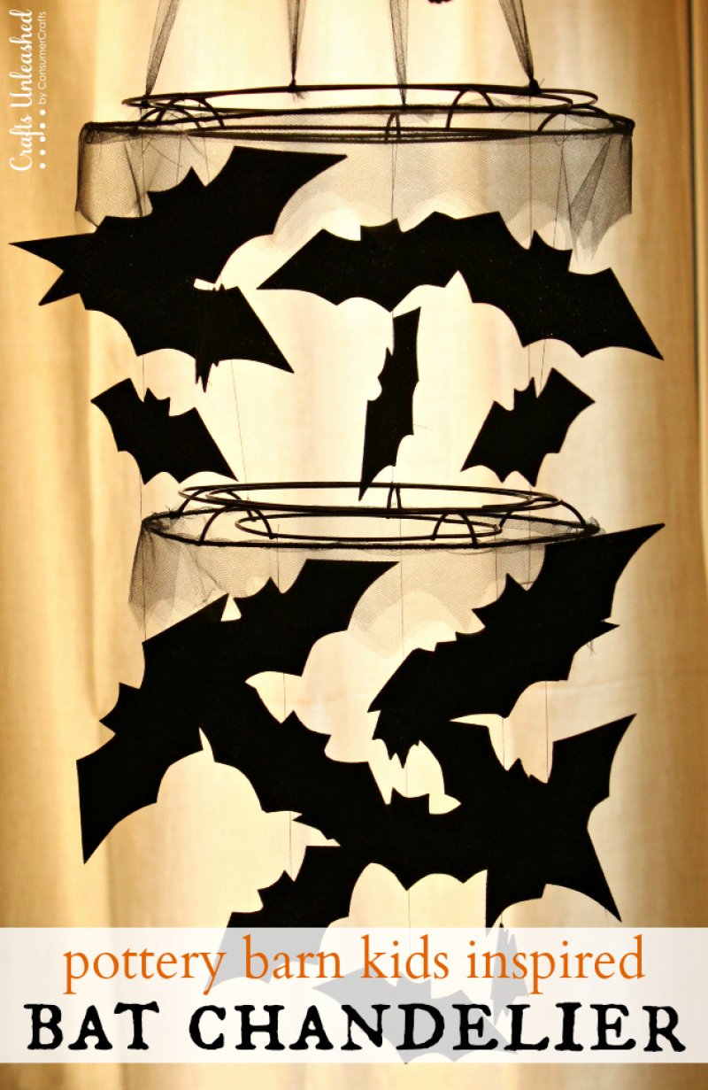 DIY Halloween Bat Chandelier Tutorial.