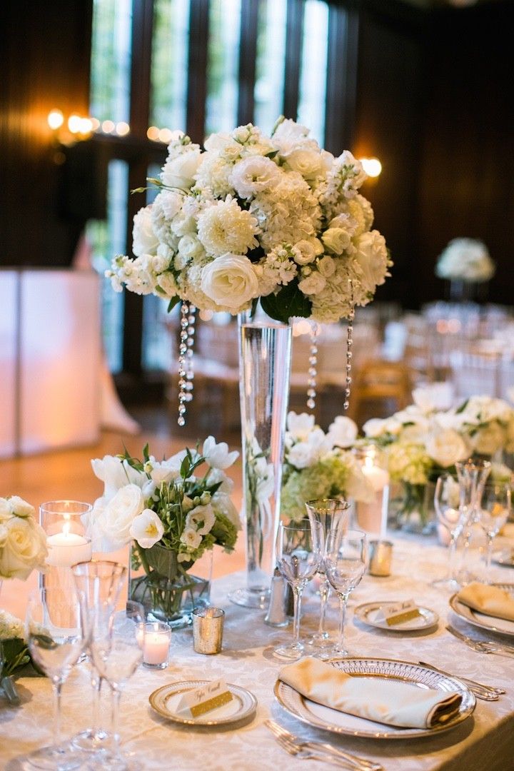 Gold and White Centerpieces.