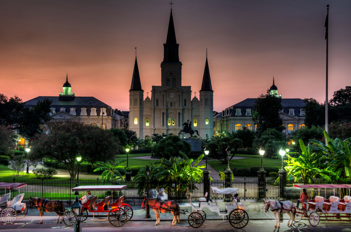 Jackson square night New Orleans.