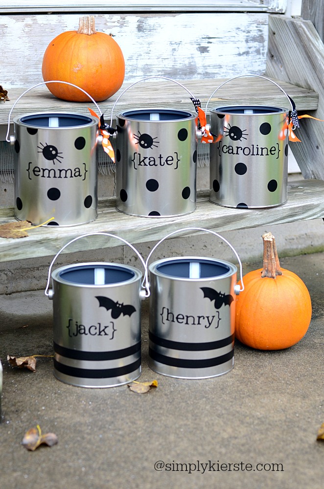 Painted Recycled Tin Cans For Halloween.