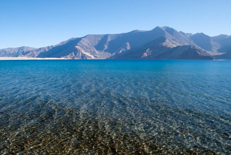 Pangong Tso Lake in Ladakh, Himalayas, India.
