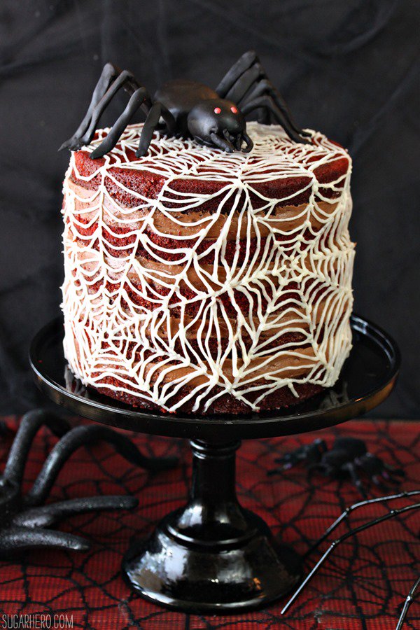 Spiderweb Naked Red Velvet Cake