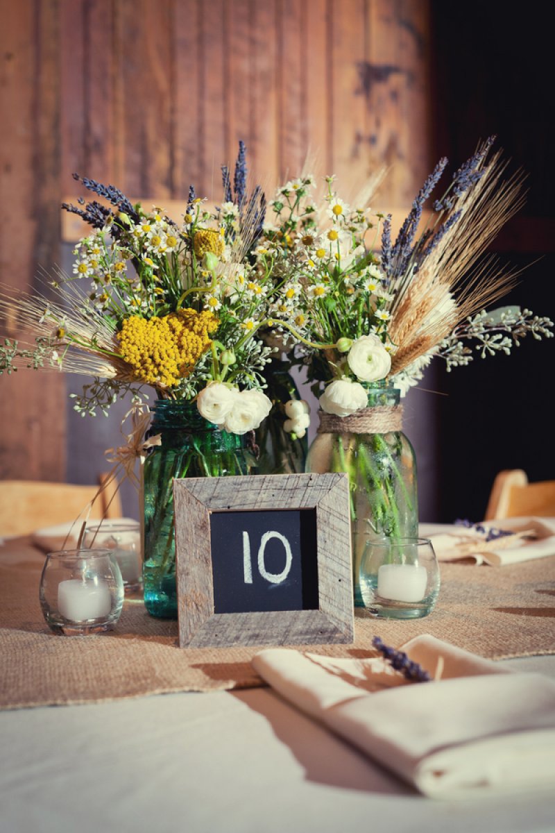 Wheat And Wildflower Centerpiece In Mason Jar J On Mason Jar Christmas Centerpiece Noel.