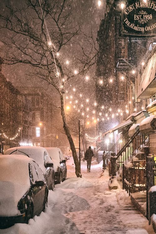 Winter Night - East 9th Street, East Village, New York City.