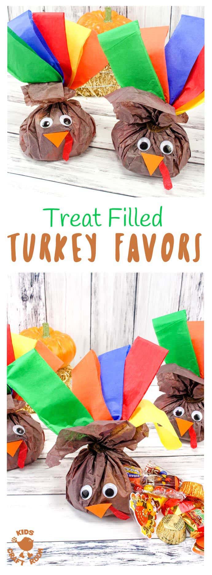 Cute and Easy Candy-Stuffed Turkey Favors by Kids Craft Room