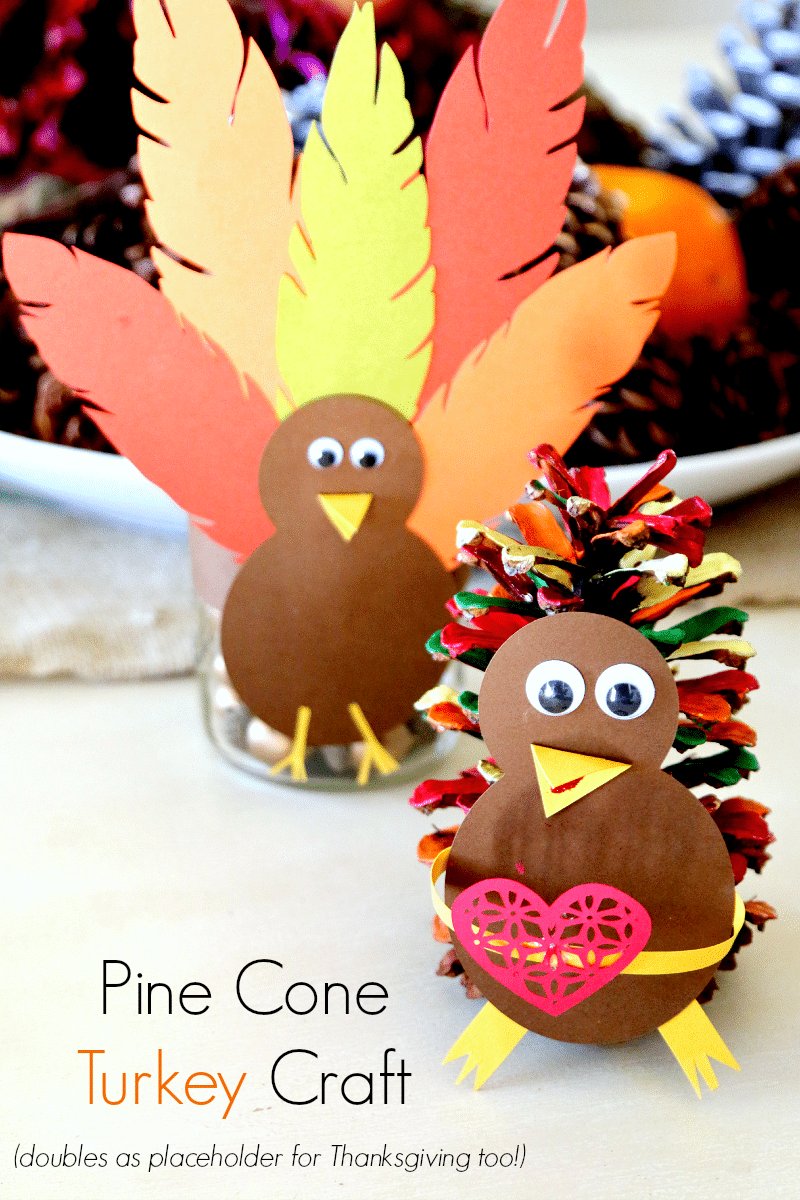Pine Cone Turkey Craft Thanksgiving fun for kids by MomDot
