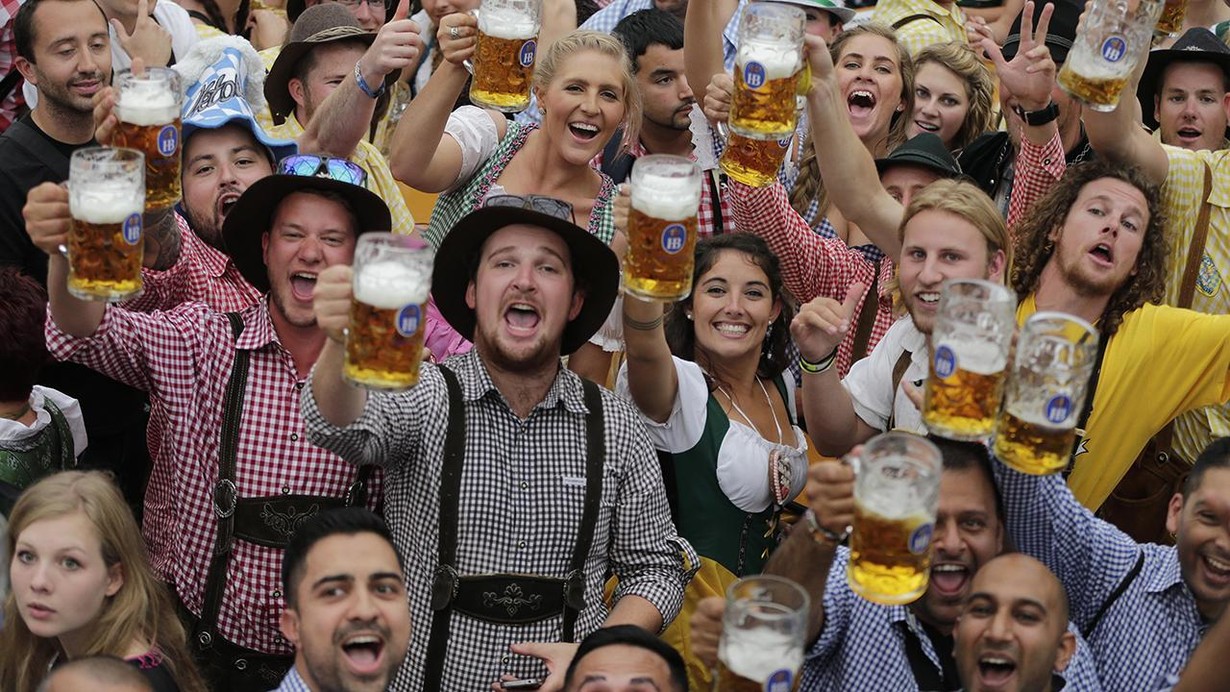 People celebrate Oktoberfest.
