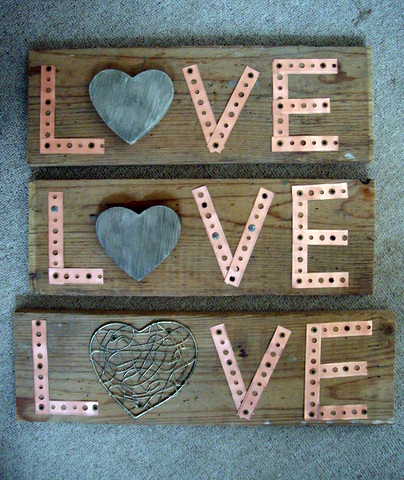 Barnwood & Metal Love Signs.