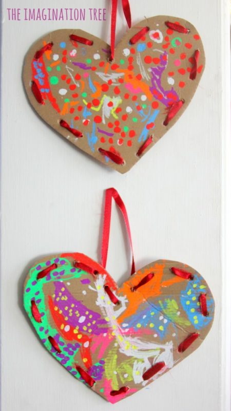 Cardboard Lacing Hearts.