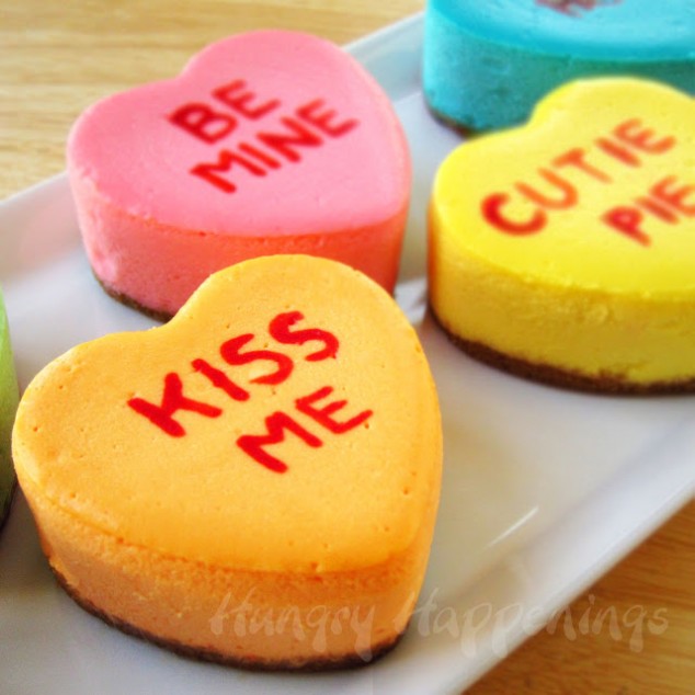 Conversation Heart Cheesecakes.