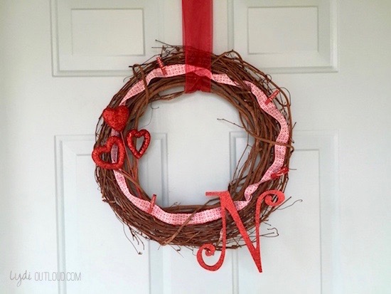 DIY Monogram Valentine’s Day Wreath.