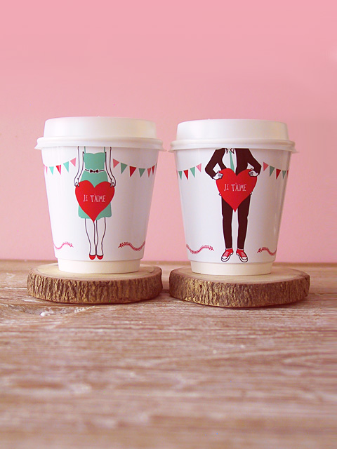 DIY ‘JE T’AIME’ Coffee Cup Wrappers.