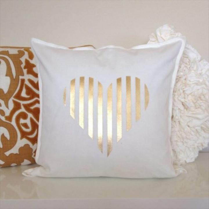 Gold Foil Heart Pillow.