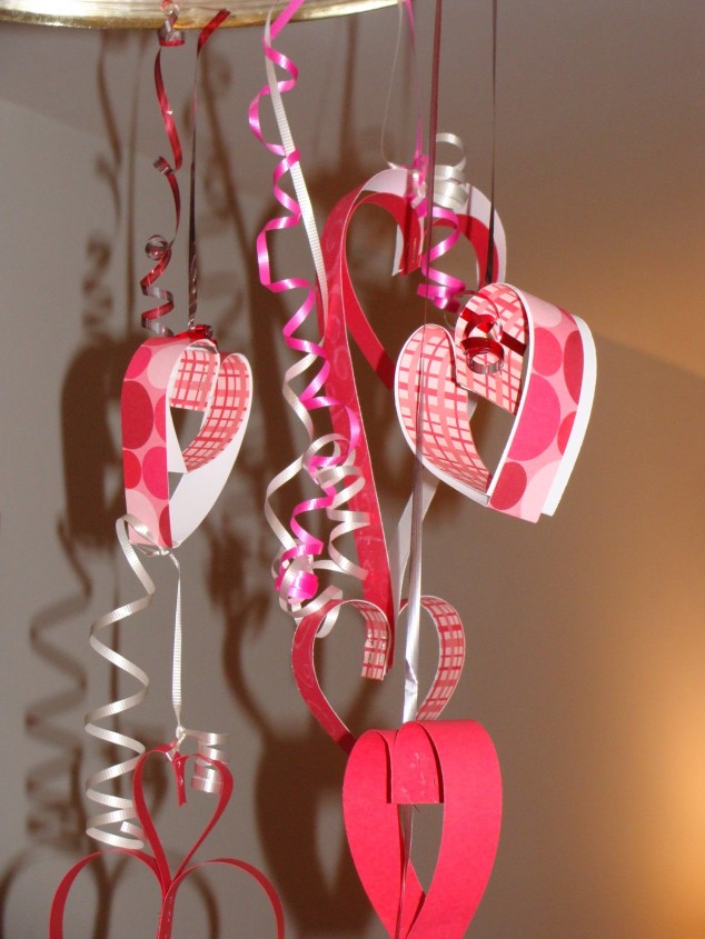 Hanging Paper Hearts.