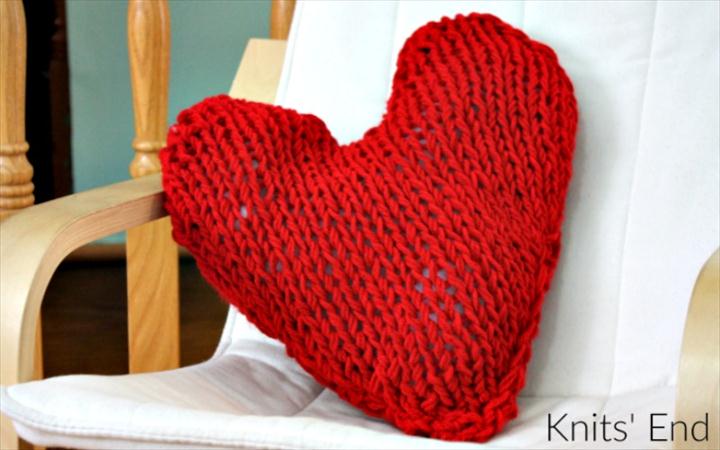 Heart Shaped Knit Throw Pillow.