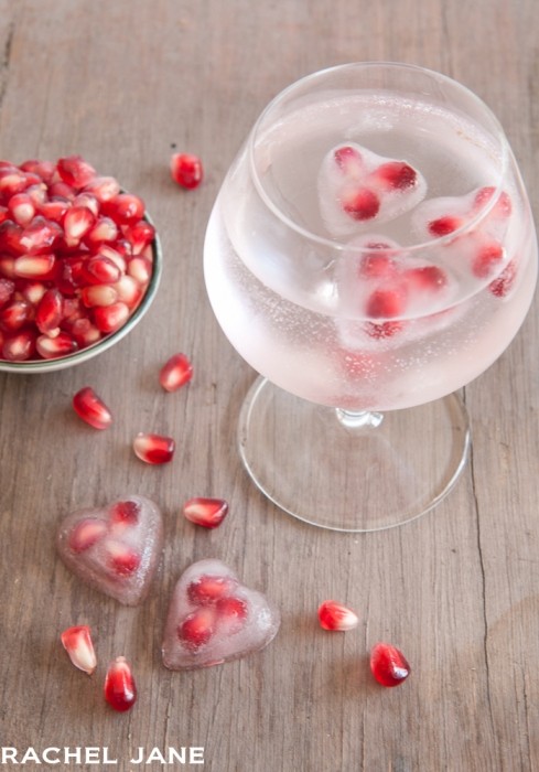 Pomegranate Heart Ice Cubes.