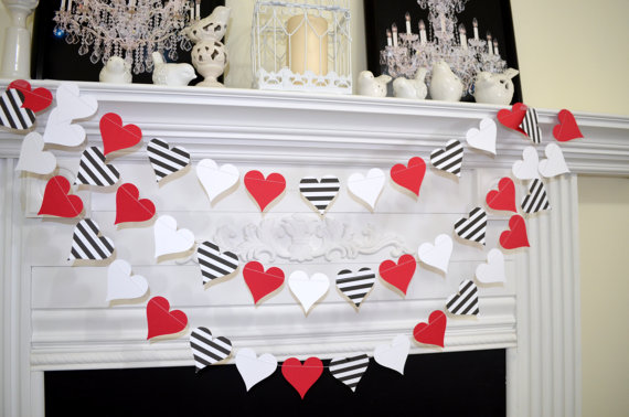 Red, White And Black Paper Heart garland.
