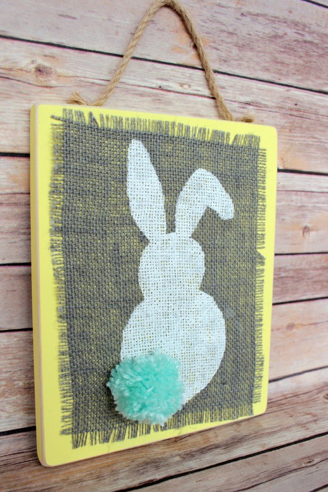 Stenciled Burlap Bunny Plaques.