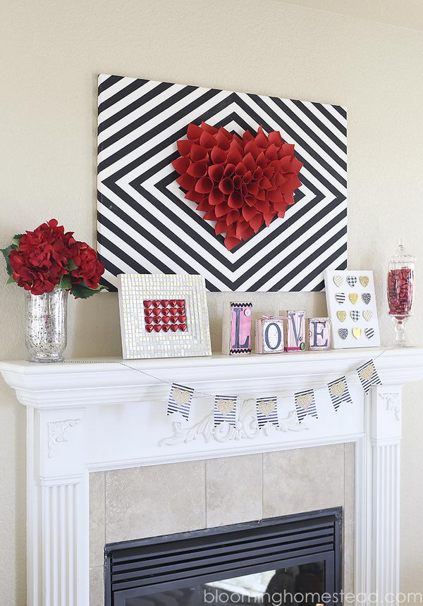 Stripes and hearts garland. Valentine’s Day Garlands Decorations