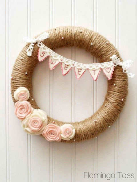 Sweetheart burlap wreath.