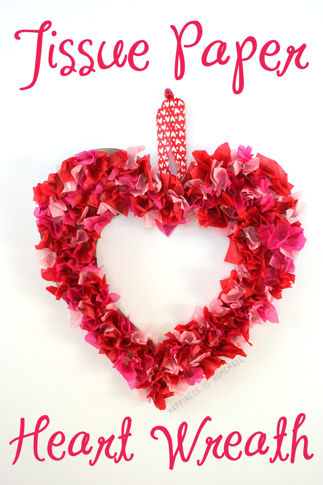 Tissue Paper Heart Wreath.