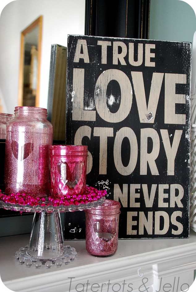 Valentine Glitter Mason Jar.