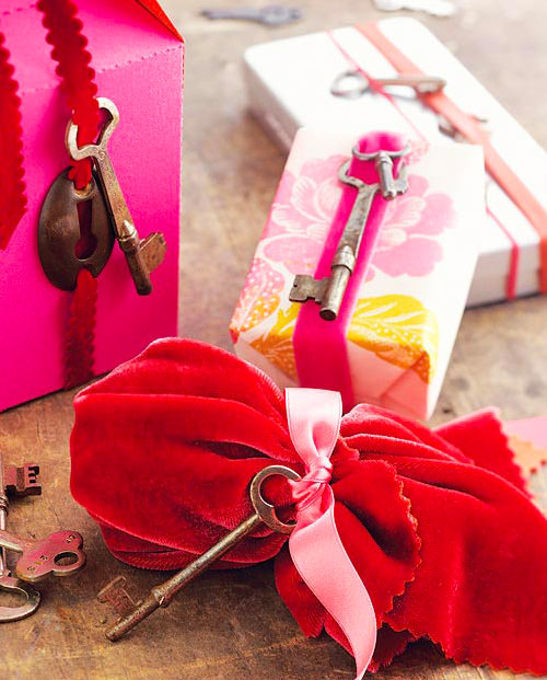 Vintage Key Gift Wrapping.