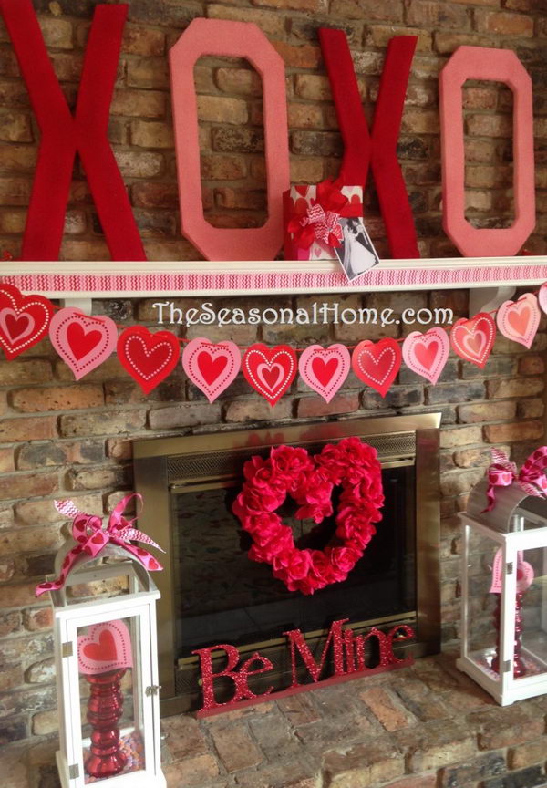 “XOXO” foam sign on the top, the heart garland.