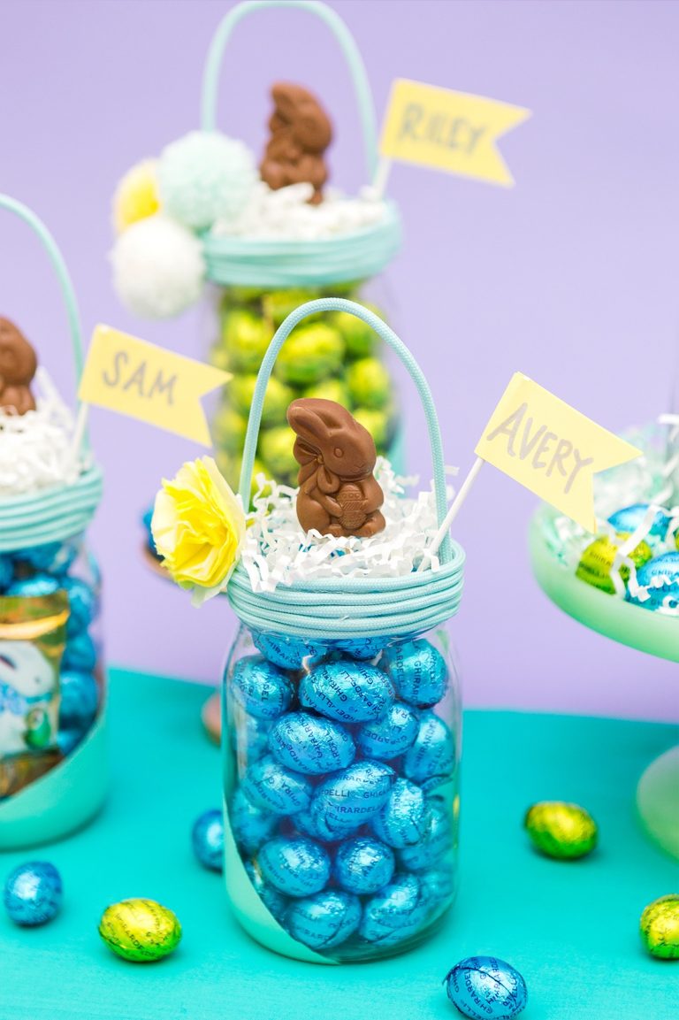 Adorable Mason Jar Easter Basket.