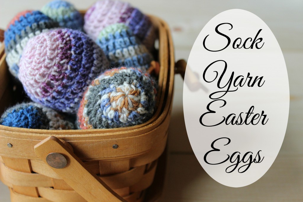Crocheted Sock Yarn Easter Eggs.