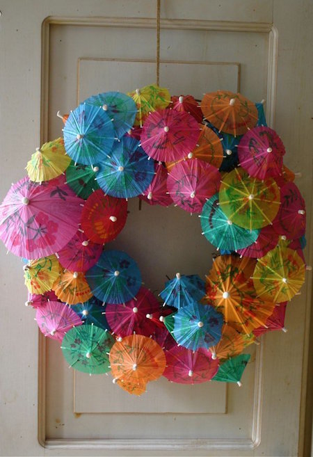 DIY Paper Umbrella Wreath.