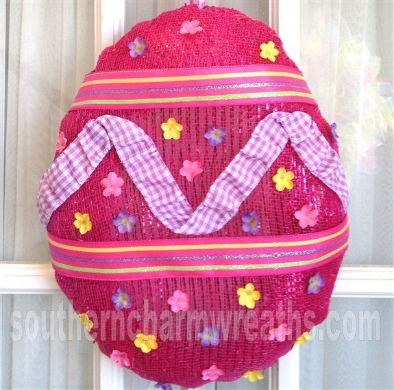 Deco Mesh Easter Egg Wreath.