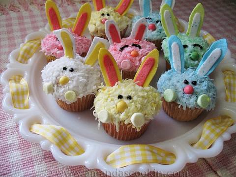 Easter Bunny Cupcakes.