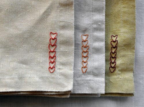 Embroidered Valentine’s Day Napkins.
