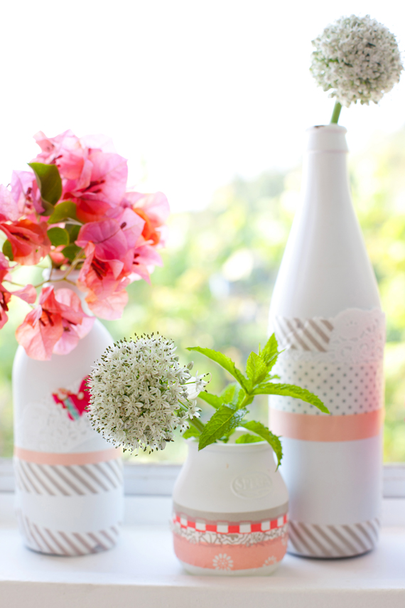 Favorite Vases With Washi Tape.