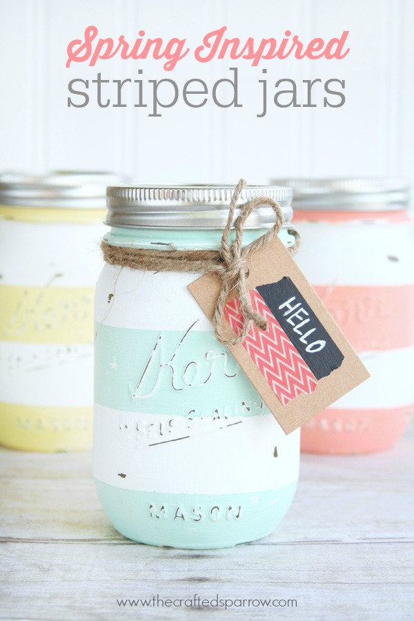 Painted Spring Inspired Striped Jars.