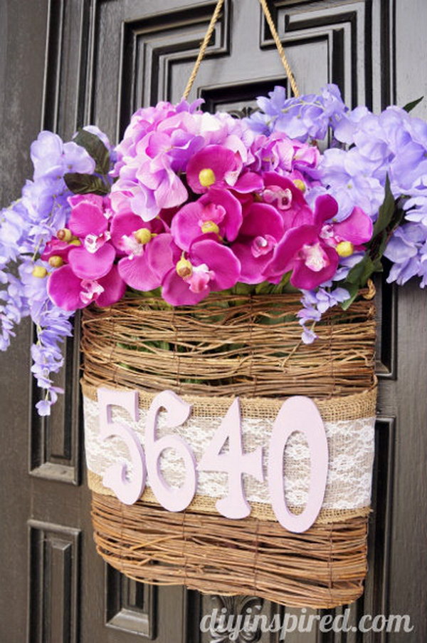 Radiant Orchid DIY Spring Door Decoration.