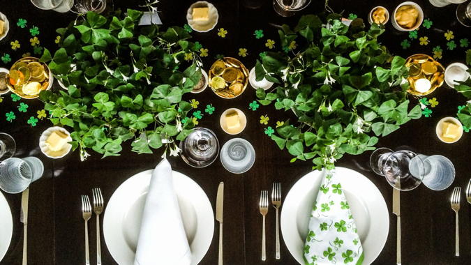 Sham rockin St. Patricks Day party table decor.