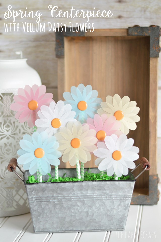 Spring Centerpiece with Vellum Daisies.