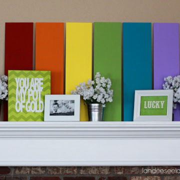 St. Patricks Day Rainbow Mantel.