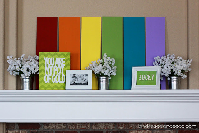 St. Patricks Day Rainbow Mantel.