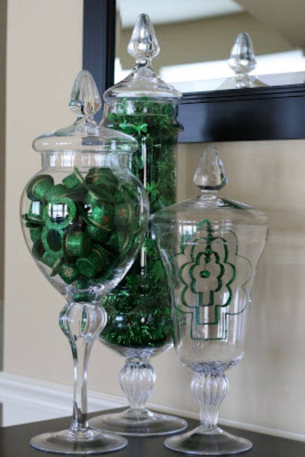 St. Patrick’s Day Apothecary Jars.