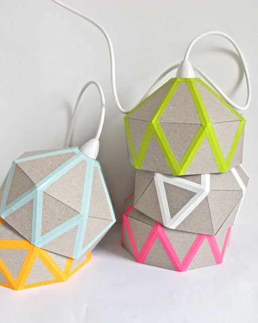 Washi Tape Cardboard Lamps.