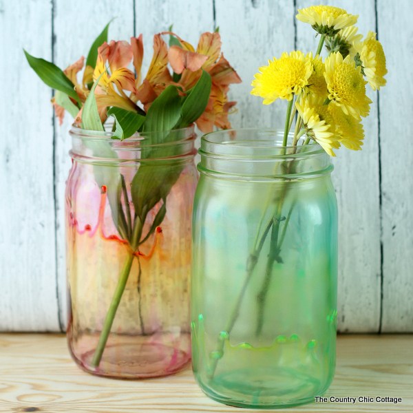 Watercolor Whimsy to some plain Mason Jars.