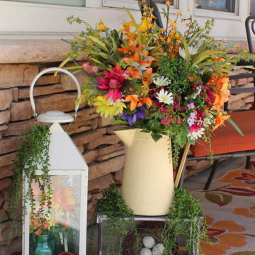 Watering Can and Lantern Floral Displaying.