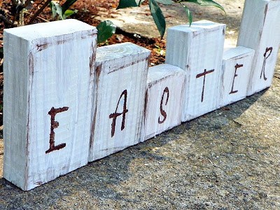 Whitewashed Easter Blocks. Handmade Easter Decorations