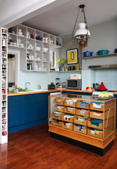 A beautiful l-shaped kitchen pantry.