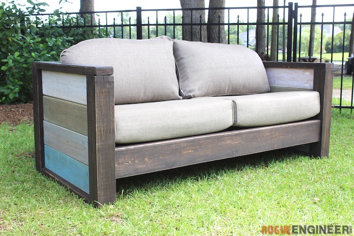 Awesome planked outdoor loveseat.