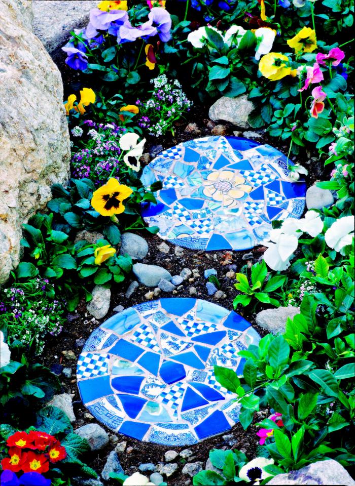 Beautiful mosaic stepping stones for your garden.