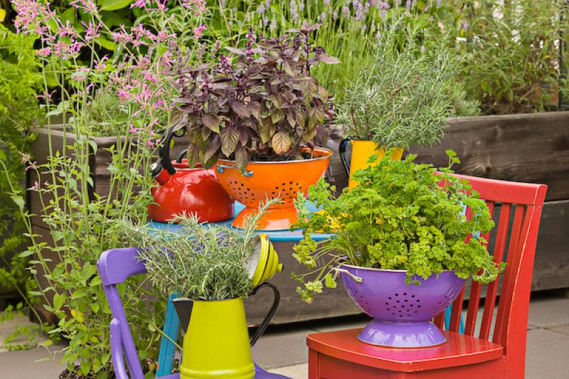 Colorful Colanders Turned into Planters. DIY Flower Planter